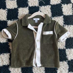 Reiss Olive Green Polo Shirt with Cream Trim - Kids